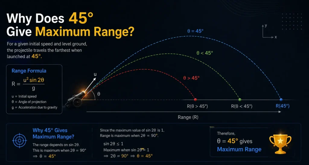 Projectile Motion 5 Why Does 45° Give Maximum Range?