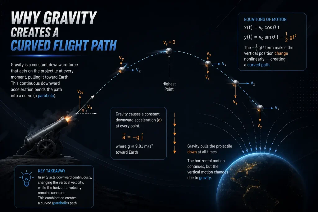 Projectile Motion 4 Gravity Creates a Curved Flight Path