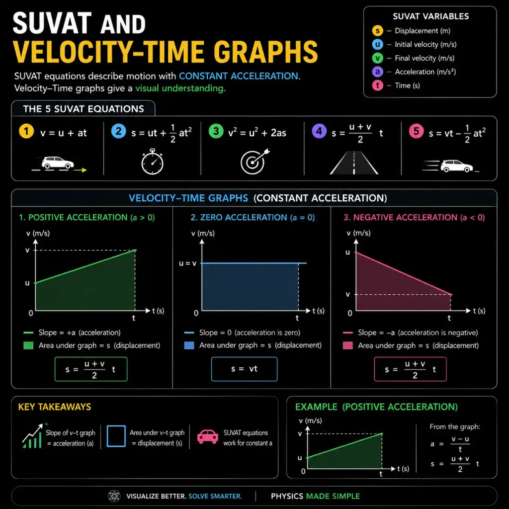 SUVAT Equations 5 SUVAT and Velocity-Time Graphs