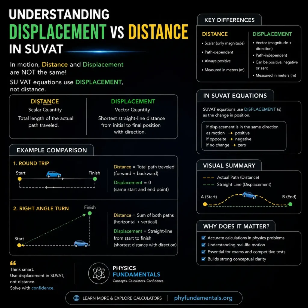 SUVAT Equations 3 understanding vs distance in suvat