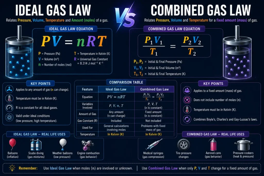 Ideal Gas Law 6 Ideal Gas Law vs Combined Gas Law